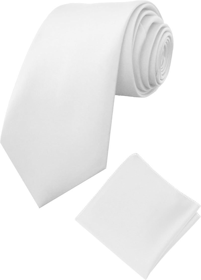 Trilece Ties for Men - Mens Solid Color Formal Necktie and Pocket Square Sets - Image 2